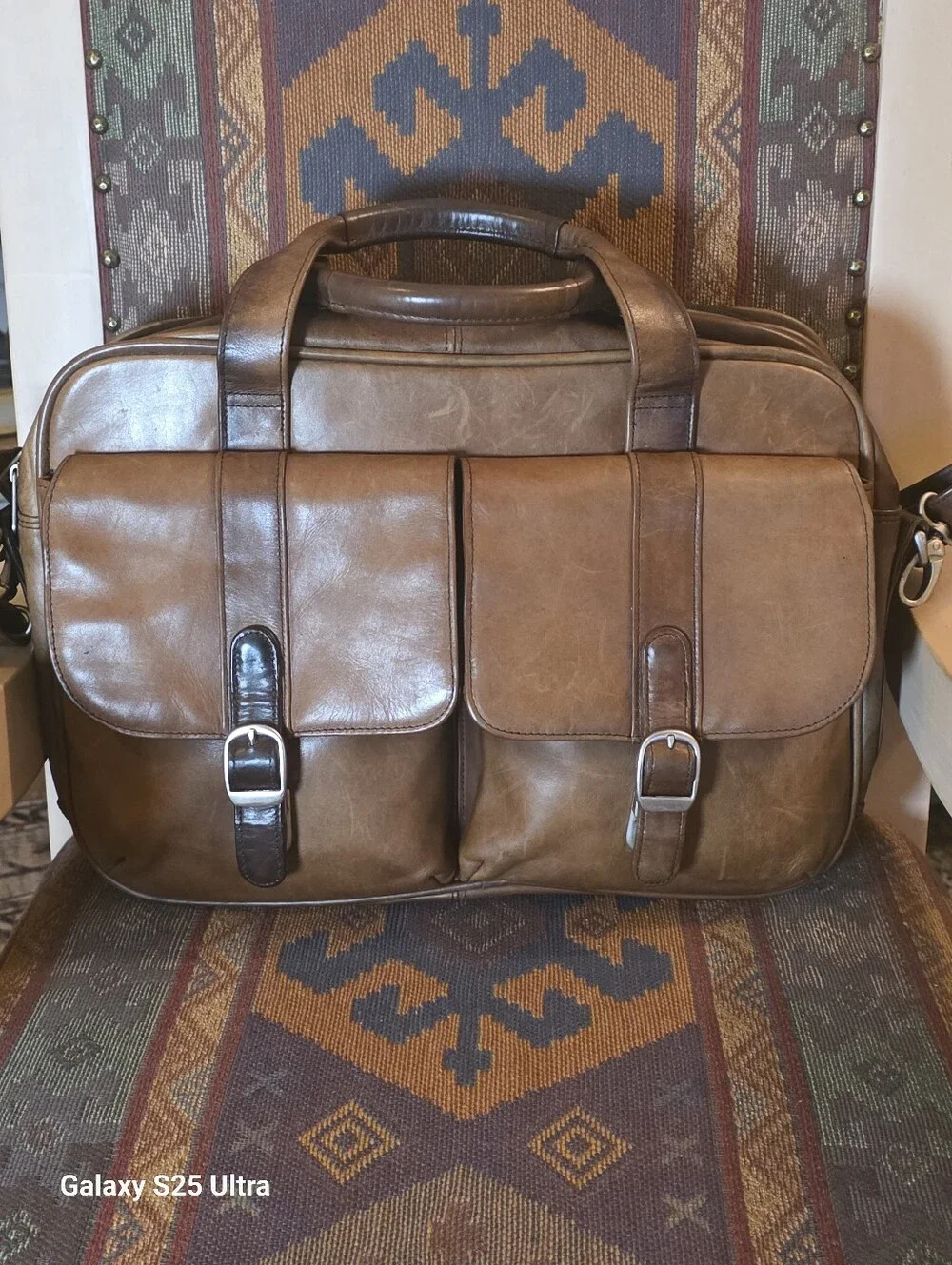 Rare Vintage 1990s Samsonite Distressed Leather Briefcase Messenger Laptop Bag